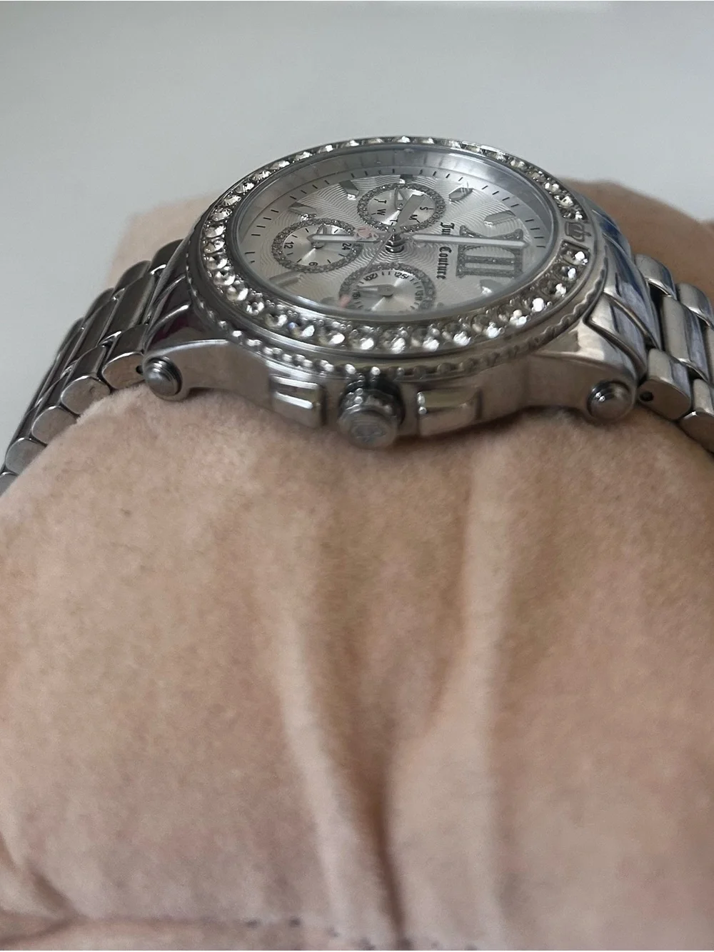 Juicy Couture Silver Crystal Accent Chronograph Watch